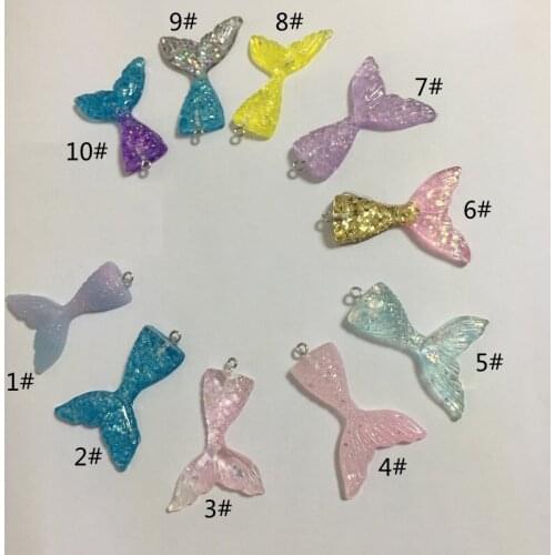 10pcs DIY Earrings material dream sequins half Mermaid tail shark pendant mobile phone shell charm accessories