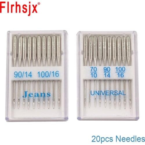 FLRHSJX 20pcs Sewing Machine Needles 4 Sizes Jeans Universal Regular Point Sewing Needle for Home Sewing Machine Supplies