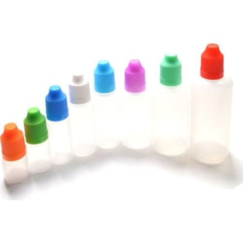 3ML 5ML 10ML 15ML 20ML 30ML 50ML 60ML 100ML 120ML PE Plastic Dropper Bottles With Childproof Cap,Long Thin Tip, Needle Bottles
