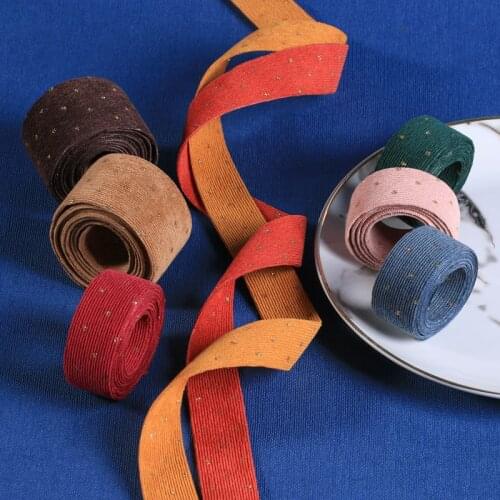 5 yards Bronzing Glitter Dots Printed Corduroy Ribbon for DIY Hair Accessories Bow Material Gift Bouquet Packaging Sewing Trims