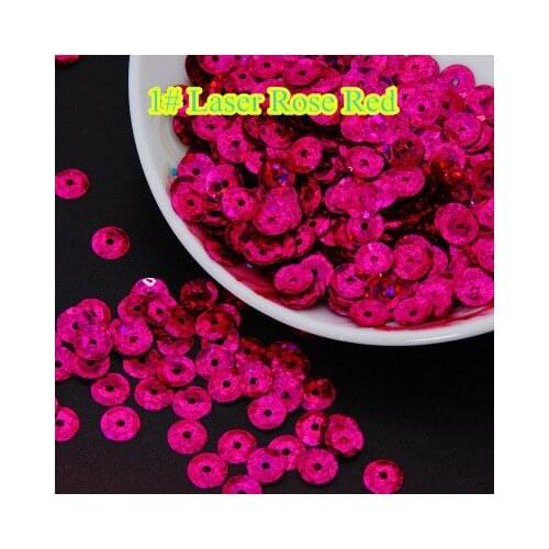 50g 8mm Cup Laser Bright Sequin Round Paillettes Sewing Wedding Craft-1#Laser Rose Red