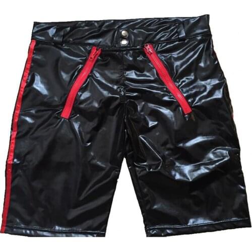 50% Hot Sale Sexy Men Patent Leather Zipper Tight Shorts Wetlook Clubwear Boxer Briefs Pants