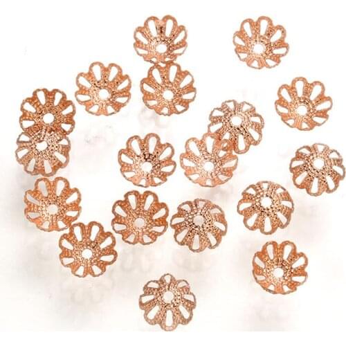 50 pcs 7mm Brass Flower bead cap Hollow Spacer Bead high quality DIY for Jewelry Making Bracelet Findings Accessories