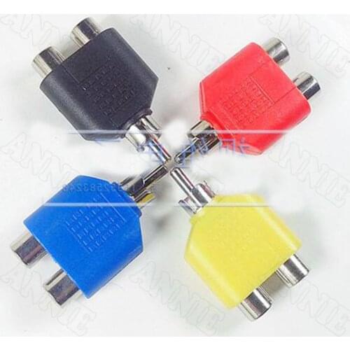 50pcs/lot RCA Three-Way Valve Socket Lotus One To Two Video Jack AV Colorful Nickel Plated Plug