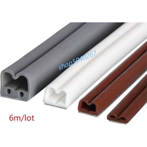 6 meters Self Adhesive M Type Doors and for Windows silicone rubber Seal Strip Soundproofing Collision Avoidance Rubber Seal