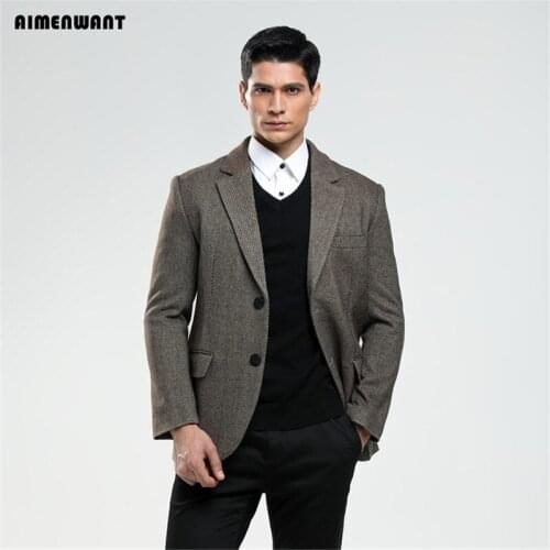 AIMENWANT 2017 male suit commercial slim wool blazer male casual wedding clothing personal custom coat plus size big blazers