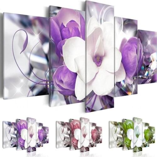 DIY diamond painting 5 Pieces Beautiful Magnolia Flowers diamond embroidery bead cross stitch full square&round diamond mosaic