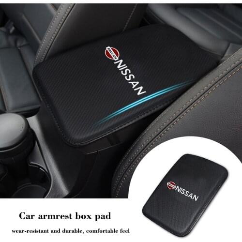 Car Armrest Box Cushion Centre Armrest Mat Interior Protector Pad with Car Logo For Nissan Qashqai Altima X-trail Juke 350Z 370Z