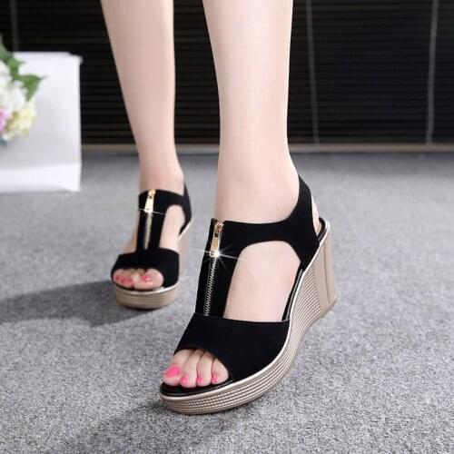 Wedges fish mouth sandals waterproof platform muffin thick bottom female sandals large small size Roman womens shoes 32,33-42,43