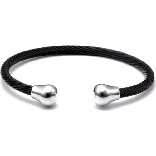 Simple Charms Men Women Sporty Open Cuff Bangles Fashion Health Jewelry Vintage Stainless Steel Chain Link Bracelets