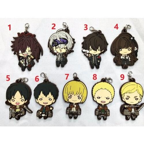 Attack on Titan Anime keychain Krista Lenz Rivaille Eren Armin Sasha Mantra Rubber strap/phone charms