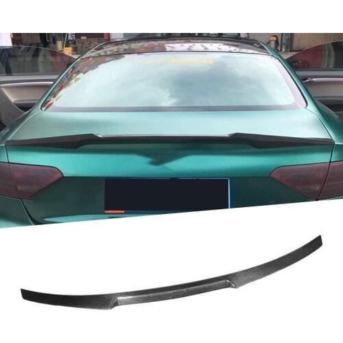 Carbon Fiber/FRP black Rear Bumper Lip Chin Spoiler for Audi A5 S5 Sedan Coupe 2017 2018 2019 Boot Trim Sticker Wings M4 Style