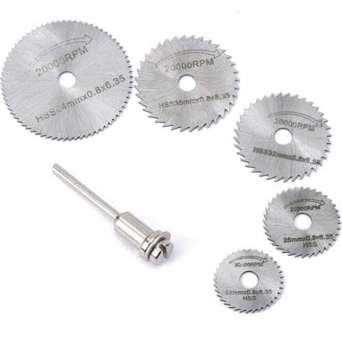 DRELD 6Pcs HSS Circular Saw Blade Disc Cut Off Wheel Cutting Discs for Dremel Rotary Tool dremel accessories disco de corte