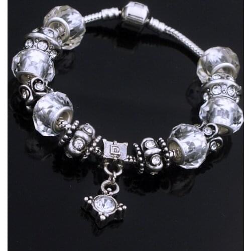 DIY Jewelry 2017 White Color Snake Chain Charm Women Bracelets Bangles Silver Plated Fit with European Crystal Metal Beads