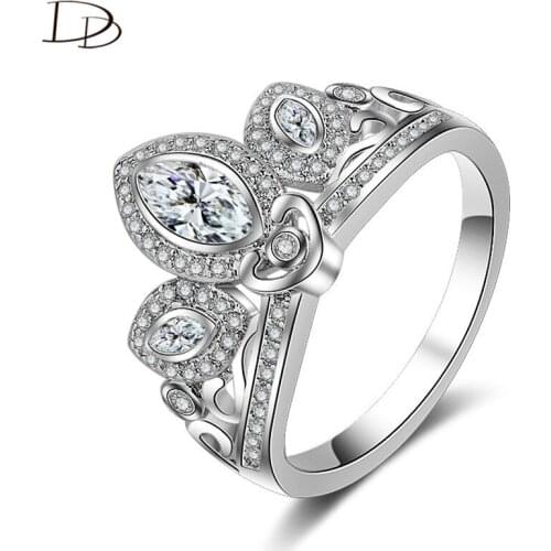 DODO Gorgeous Queen Crown Design Wedding Rings For Women AAA Cubic Zirconia Fashion Jewelry High Quality Princess Anel Dm068