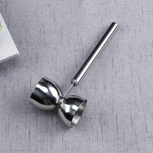 Stainless Steel Double Jigger Measure Cup Long Handle for c.cktail Bartender Bar H58C