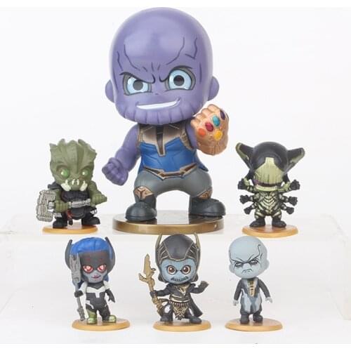 6pcs/set Marvel Thanos & Corvus Glaive Proxima Midnight Ebony Maw Supergiant Black Dwarf Cute PVC Figure Model Toys