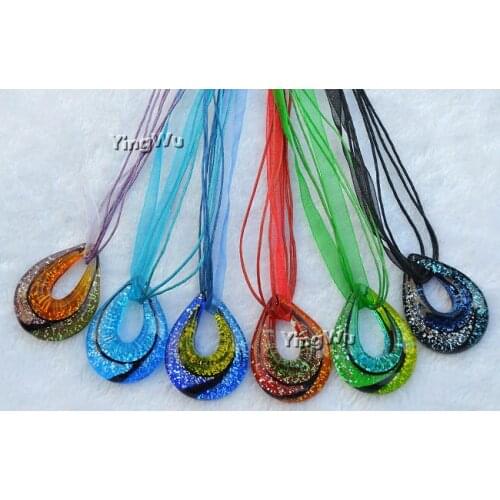 Water Drop glitter swirled pattern lampwork murano Italian venetian handmade glass necklaces pendants colored fashion jeweller