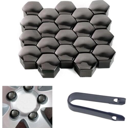 Universal Black 20 Pcs 17mm Car Wheel Screw Lug Bolt Nut Covers Caps + Tool For Golf MK4 Bora Passat Audi A4L/A5/A6/Q3/Q5/A8/TT