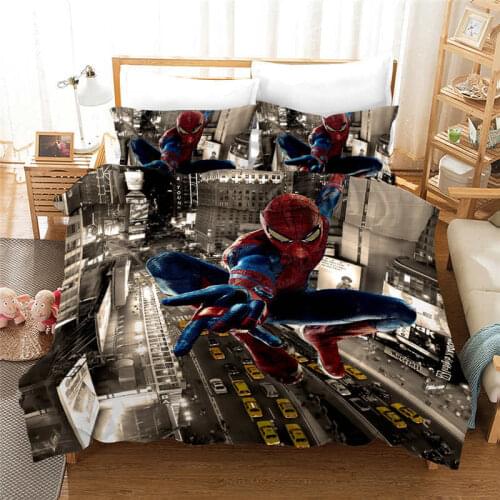 3D Disney Spider-Man Bed Sheet Set Queen Size Bedding Twin Quilt Duvet Cover for Boys Bedroom Decor King Bedspread kids Summer