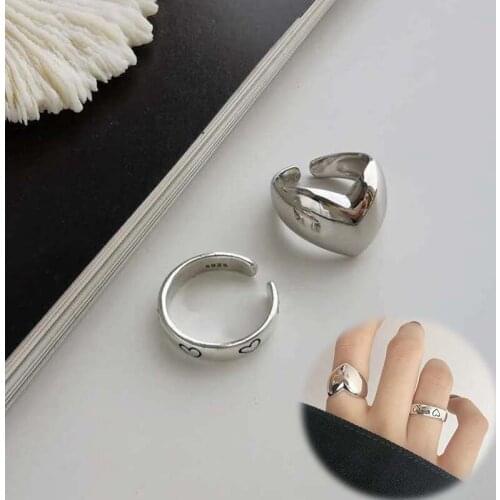 Fashion Silver Color Smooth Heart Adjustable Ring Womens Girls Jewellery Gift