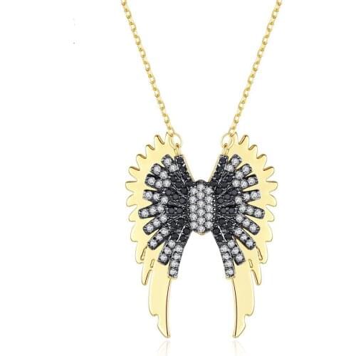 COCOM Eagle Feather Collares De Moda 2021 Gold Plated Choker Necklace for Women Animal 5A Cubic Zirconia Fashion Jewelry Gift