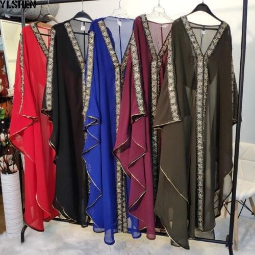 Muslim Dress African Dresses for Women Plus Size Clothing Dashiki Embroidery Beads African Clothes Abaya Dubai Robe Africa Dress
