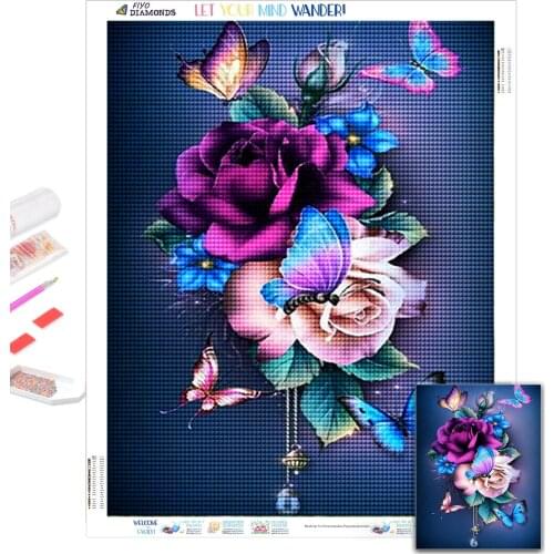 DIY Diamond Painting Flower and Butterfly Decoration Paintings Picture Art Mosaic Embroidery Cross Stitch Kits Home Room Decor