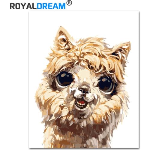 ROYALDREAM Wow-Alpaca Cute Animal DIY Painting By Numbers Kit Paint On Canvas Painting Calligraphy For Home Decor