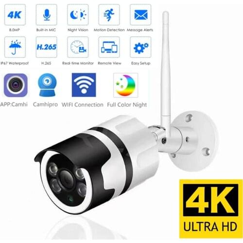 Wifi 8MP 4K IP Camera Outdoor H.265 Onvif Bullet CCTV Array Night Vision IR 5MP POE Video Surveillance Camera Camhi Camhipro