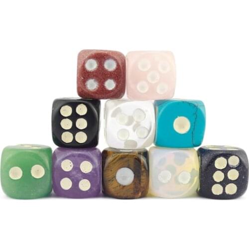 Natural Stone D6 Dice Handmade Carve Gems Rose Quarts Healing Crystal Reiki Energy Dice Bar Party Club Pub Board Table Games 15m