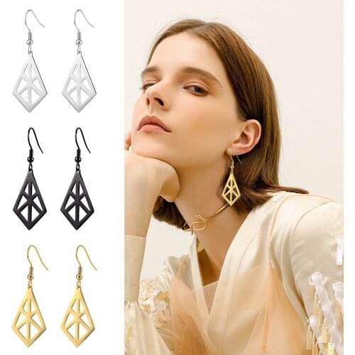 SKYRIM Stainless Steel Geometric Dangle Drop Earrings for Women Vintage Irregular Shape Pendant Golden Earring Jewelry
