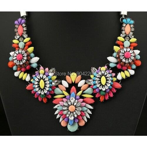 Gift ZA Brand Necklace Vintage Flower Necklaces & Pendants Crystal Choker Statement Necklace f/s