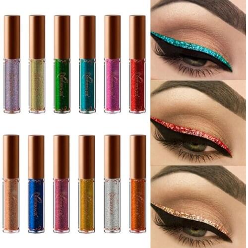 12 Colors Pearled Metallic Liquid Eyeliner Easy to Wear Shiny Diamond High Pearlescent Waterproof Liquid Eyeliner TSLM1