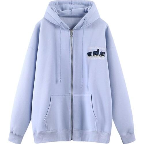 Oversize Girls Soft Cotton Vintage Hoodies 2021 Office Ladies Fleece Pullovers Loose Women Sports Embroidery Hoodie
