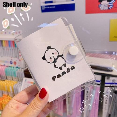 Mini Transparent Binder Shell 3 Hole Spiral Notebook Loose Leaf Planner PVC Diary PP Paper Zip Bag Stationery Office Accessories
