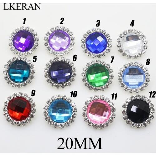 10pc/pack Shank buttons 20mm Acrylic rhinestone button silver for metal sewing clothing decorate hair flower center scrapbooking