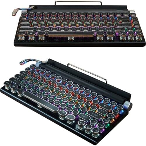 Retro Mechanical Keyboard Rainbow LED Backlit Keyboard for Desktop Computer