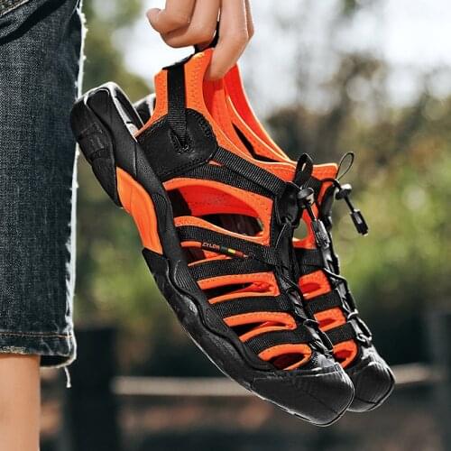 Summer New Genuine Leather Men Sandals Fashion Design Breathable Casual Shoes Men Soft Bottom Outdoor Beach Sandals Big Size 48