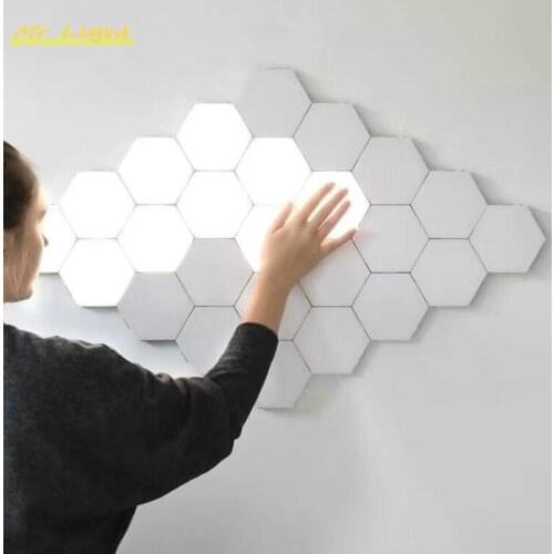 Modern Magnetic Modular Touch Night Lamp Touch Sensor Night Lights LED Hexagon Quantum Light Bedroom Home Decor Light Fixtures