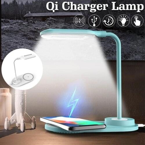 LED Desk Lamp With10W Wireless Charger 3 Brightness Level Eye-Caring Table Lamps Portable Lights Wireless Charging Desk Light