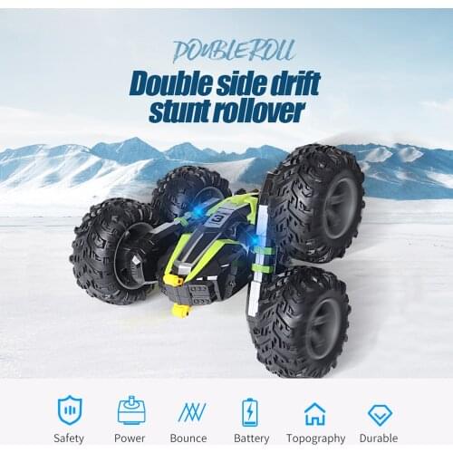 4WD 2.4G Stunt Car Double-sided Drift Rollover 360° Rotate Deformation Remote Control Rock Crawler Flip Kids Tank Mini Toys