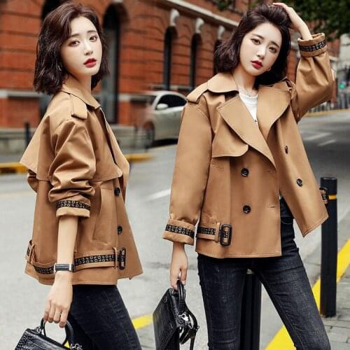 Tooling Windbreaker Womens Short Autumn Clothing New Korean Version of The Wild Loose Thin Spring Autumn Coat 2020