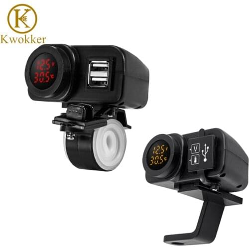 12V 4.2A Motorcycle Dual 2.1A+2.1A 12V To 5V USB Charger Moto USB Charger with Voltmeter LED Display Sockets Motocross Charger