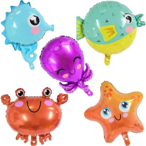 1pc Ocean Fish Foil Balloon Marine Life Balloon Crab Starfish Seahorse Octopus Shape Balloon Birthday Party Baby Gift Kids Favor