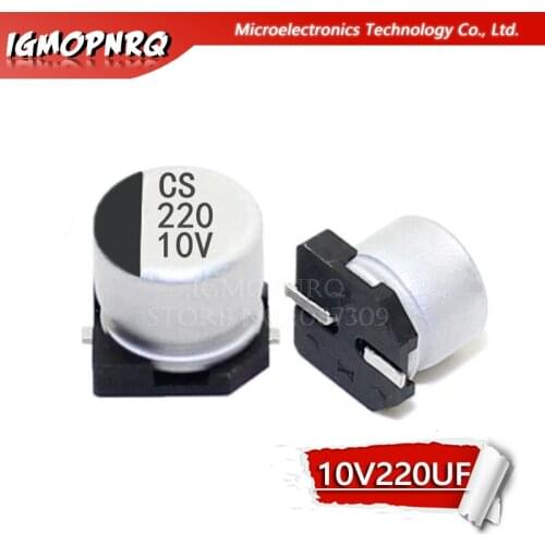 10PCS Electrolytic capacitor 10V220UF 6.3*5.4mm SMD aluminum electrolytic capacitor 220uf 10v