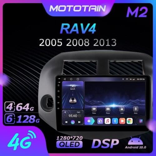 1280*720 Android 10.0 Mototain Car Multimedia Auto Radio for Toyota RAV4 2005 2008 2013 4G LTE Audio GPS Player 8 Core 6+128