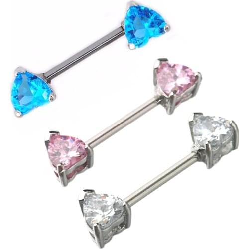 2Pcs Top Quality Austria Heart Crystal Nipple Piercing Jewelry 4 Color 16G Nipple Rings Silver Color Nipple Pirsing Body Jewelry