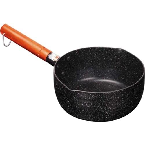 20Cm Soup Stock Pots Maifan Stone Cookware With Wooden Handle Milk Pot Universal Frying Pan Black Aluminum Snow Non-Stick Soup C