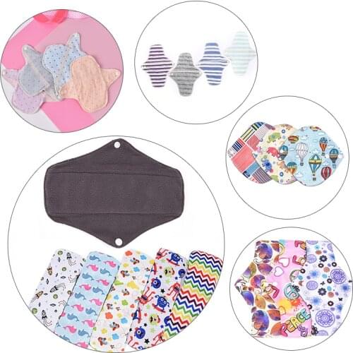 5 Sizes Mama Menstrual Sanitary Nappy Towel Pad Women Feminine Hygiene Sanitary Pad Reusable Washable Panty Liner Cotton Cloth